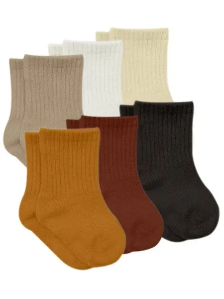 bistyle bistyle Socken 6er-Pack für Babys Babysocken Jungen Mädchen Kurzsocken gerippt, Braun, – Produktbild 1 von 3