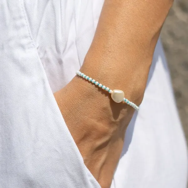juni juni Sommer Perlenarmband Maui, Aqua (blau), – Produktbild 2 von 5