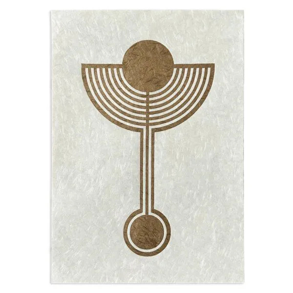 Veskor Cassiopeia Veskor Cassiopeia HEILIGER GRAL MENORA Kornkreis Linoldruck | 21 x 29,7 cm (A4) | Gold auf Weiß – Produktbild 1 von 4