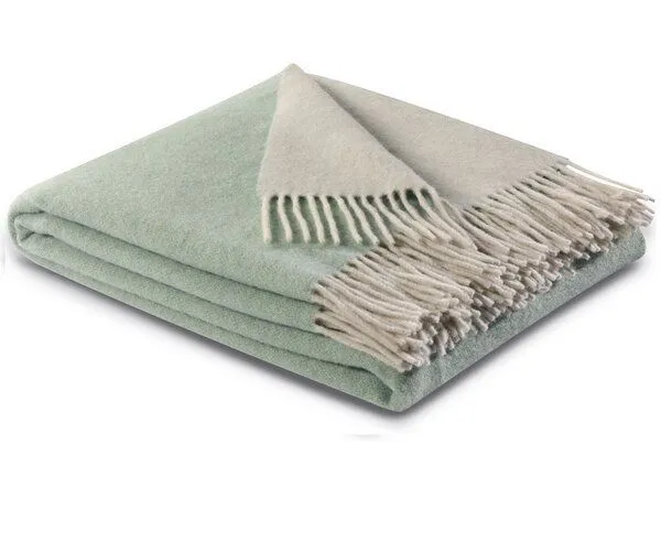 biederlack biederlack Plaid Wohndecke wunderschöne Farben Wolle-Kaschmir-Mix -jetzt in 2 Größen, Salvia-creme, – Produktbild 1 von 4