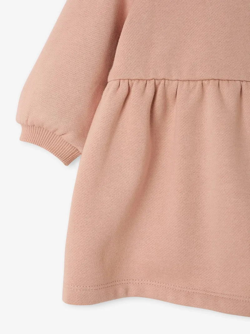 Vertbaudet Mädchen Baby Sweatkleid mit Häkelkragen pudrig, Pudrig rosa, – Produktbild 4 von 4