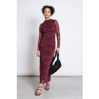 JAN N JUNE JAN 'N JUNE Damen vegan Kleid Aus Netzstoff Mit Langen Ärmeln Zaldi, Carmine Curl – Produktbild 1 von 1