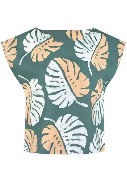 Global Mamas Global Mamas Bio Bluse - BOXY - Fissure, Monstera (teal), – Produktbild 1 von 3