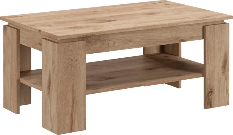 Home affaire Couchtisch Kalmar, rechteckig, 100 x 60 cm, 1 Ablageboden, Sofatisch, Beistelltisch, Kaffetisch, Wohnzimmertisch, coffee table, Braun, – Produktbild 2 von 5