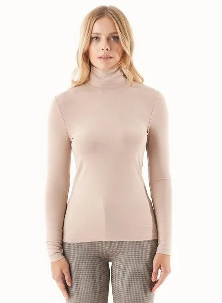 ORGANICATION ORGANICATION Langarmshirt aus LENZING ECOVERO mit Rollkragen, Natur(beige), – Produktbild 1 von 4