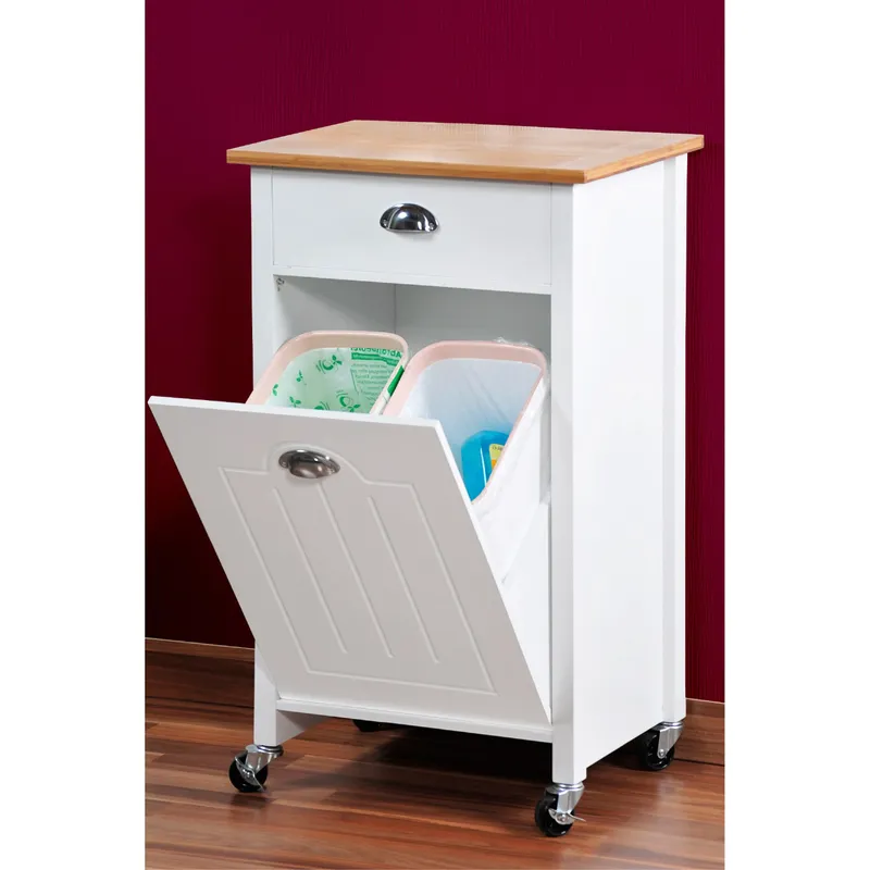 Kesper Küchenwagen mit Mülltrennsystem, Weiss | natur, – Produktbild 3 von 4