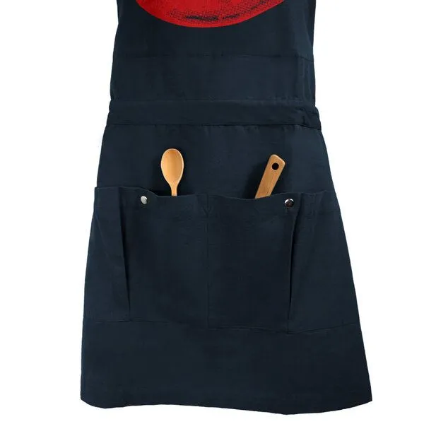 HANDGEDRUCKT HANDGEDRUCKT "Chilly" Schürze kurz aus zertifizierter Bio Baumwolle, Dark blue, – Produktbild 3 von 3