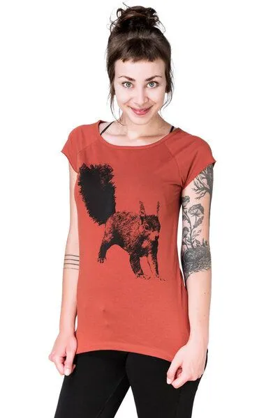 Hirschkind Hirschkind Bio-& Fair-Trade-Frauenshirt "Eichhörnchen" rostot – Produktbild 2 von 3