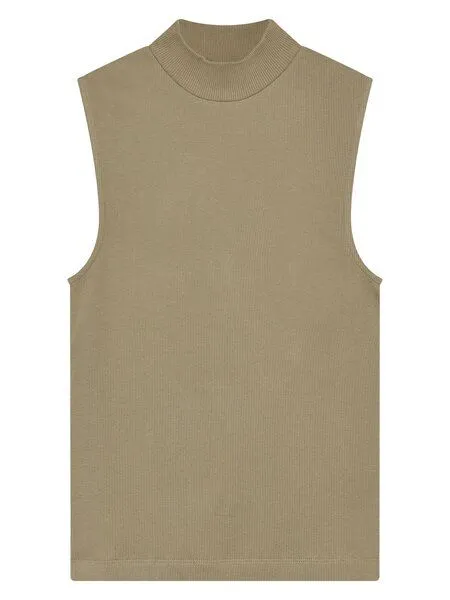 KnowledgeCotton Apparel KnowledgeCotton Apparel Ripptop - High neck rib top - aus Bio-Baumwolle, Grün (twill), – Produktbild 1 von 3
