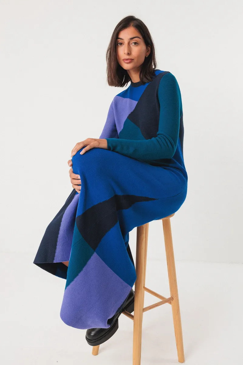 SKFK SKFK Damen vegan Strickkleid Bedia Mehrfarbig, Schwarz, – Produktbild 2 von 2