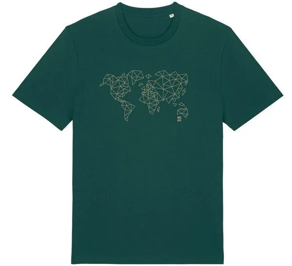 Kultgut Kultgut T-Shirt mit Motiv / Worldmap, Tannengrün, – Produktbild 1 von 2