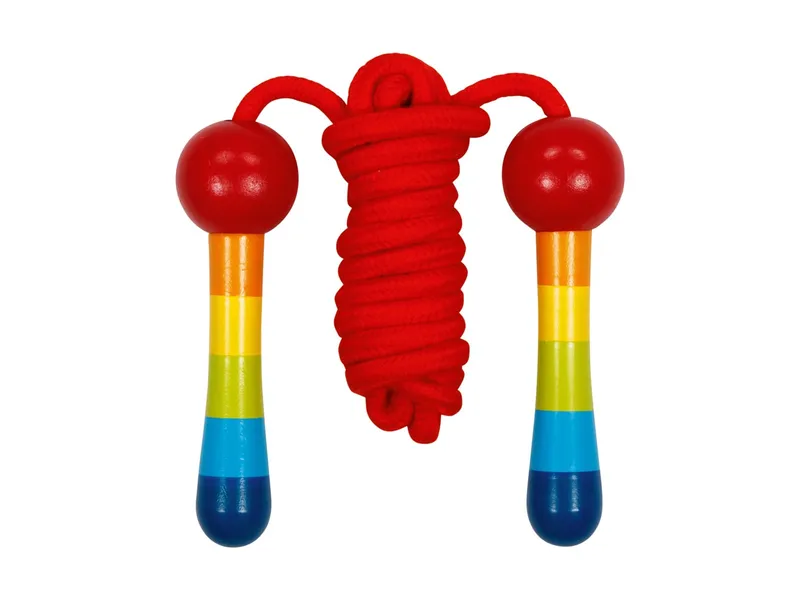 Goki goki Springseil mit Holzgriffen Regenbogen Länge ca. 2 m, Mehrfarbig, – Produktbild 1 von 1