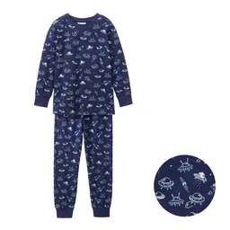 People Wear Organic People Wear Organic Pyjama, dunkelblau bedruckt, "Weltall", Bio-Baumwolle – Produktbild 1 von 1