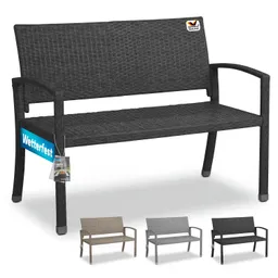Casaria® Polyrattan Gartenbank Schwarz 122x58x87cm – Produktbild 1 von 1