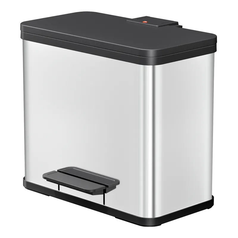 Hailo Hailo Abfall-Treteimer 'Öko Trio Plus L' 3 x 9 l edelstahl – Produktbild 1 von 3