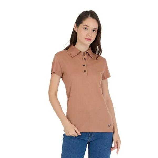 Woolona Woolona Merino Casual Damen Polo-Shirt - 100% Merinowolle, Braun, – Produktbild 1 von 4