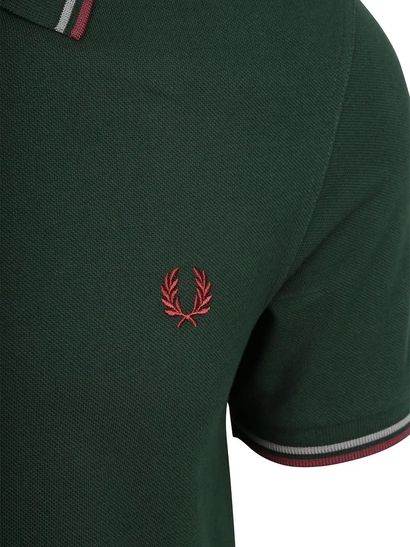 Fred Perry Fred Perry Polo Twin Tipped M3600 Dunkelgrün 85A - Größe L, Dunkelgrün, – Produktbild 5 von 5