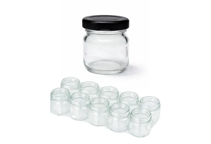 mikken mikken 10 kleine Einmachgläser 40 ml mit Schraubdeckel, Schwarz, – Produktbild 1 von 8