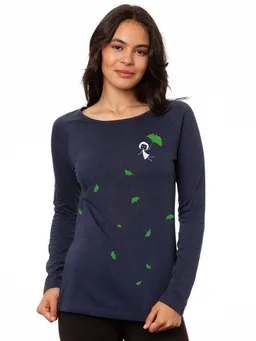 FellHerz FellHerz Damen Raglan Longsleeve Gingko Girl dunkelblau aus 100% Biobaumwolle – Produktbild 1 von 1