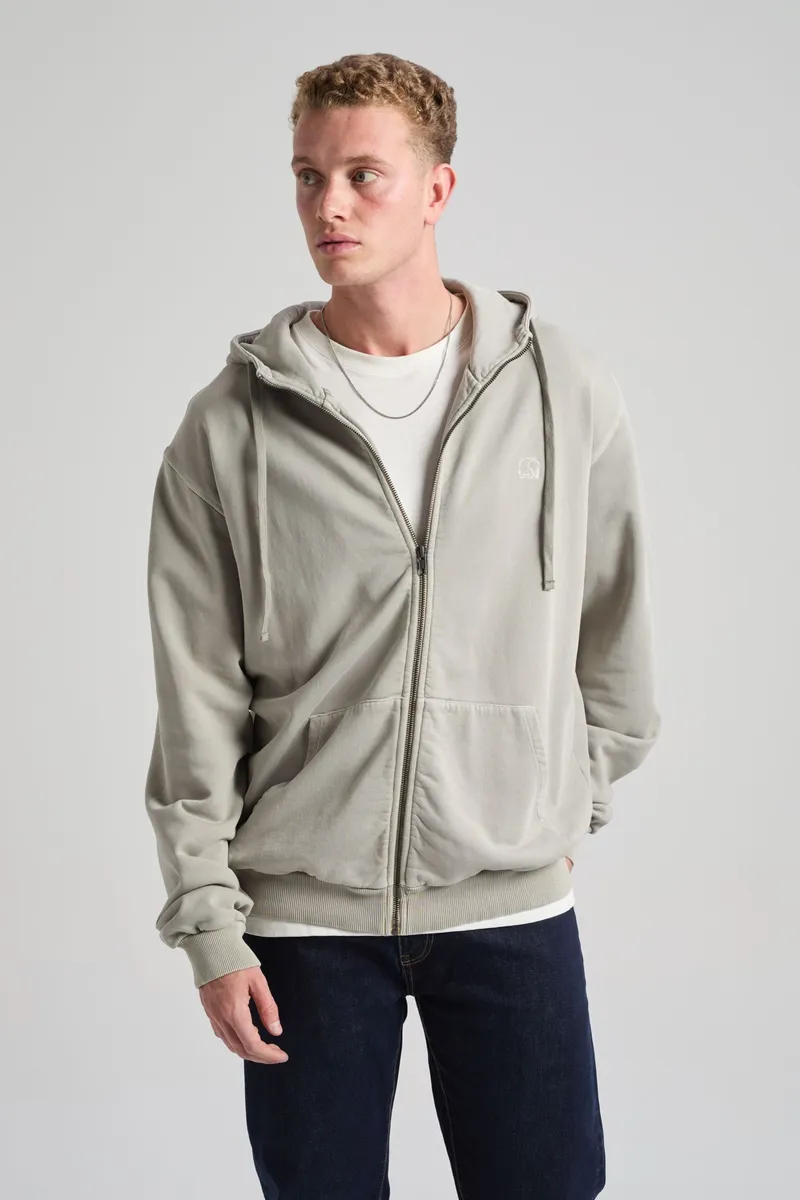 Trendsplant Trendsplant Herren vegan Reißverschluss Hoodie Essential Sonnengebleicht Naturgrau, Hellgrau, – Produktbild 2 von 2
