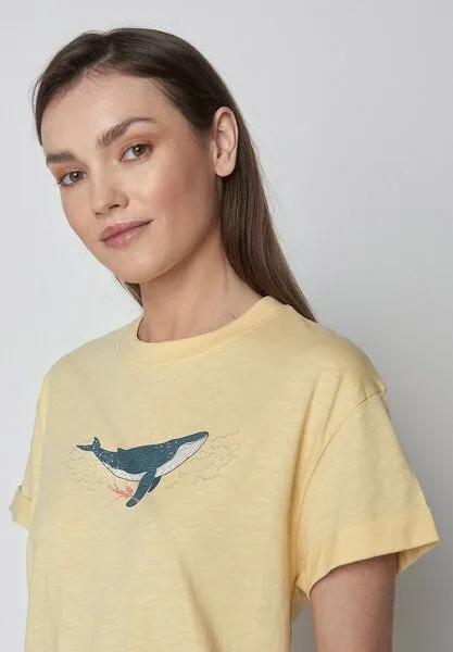 GreenBomb GREENBOMB Animal Whale Dive Stop - Lässiges T-Shirt aus Bio-Baumwolle / hochwertiger Print / Fair & Vegan, Gelb (lemon ), – Produktbild 2 von 4