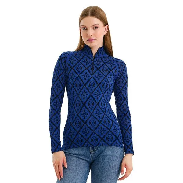 Woolona Woolona Langarmshirt - VENUS - 100% Merinowolle (Zip), Blau, – Produktbild 1 von 2