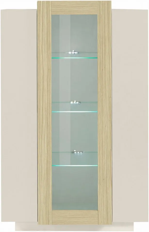 Home affaire Vitrine Coro, Vitrine, Glasvitrine, Vitrinenschrank, Stauraumvitrine 3 Türen davon 1 Glastür, 9 Fächer, Doppeltiefe, Höhe 120,5cm, Braun, – Produktbild 3 von 5
