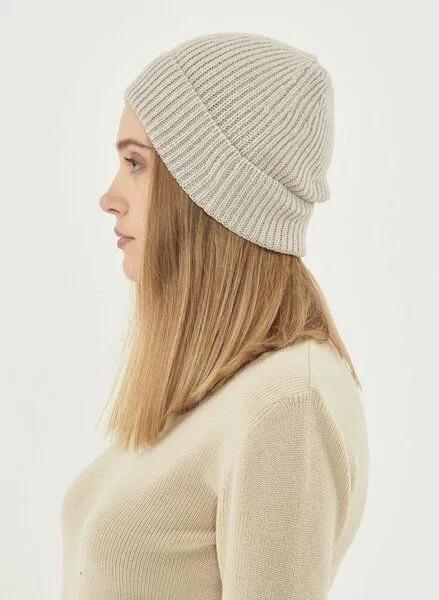 ORGANICATION ORGANICATION Unisex Strick-Beanie aus Bio-Merinowolle und Bio-Baumwolle, Stone, – Produktbild 4 von 4