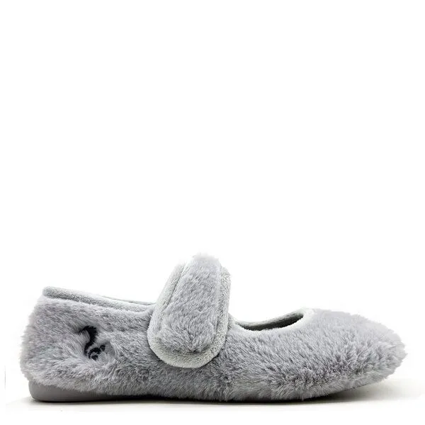 thies Veganer Hausschuh "thies ® Rec Fur Ballerina" aus ultraweichem, recyceltem Fell, fair produziert, Grey (grau), – Produktbild 1 von 4