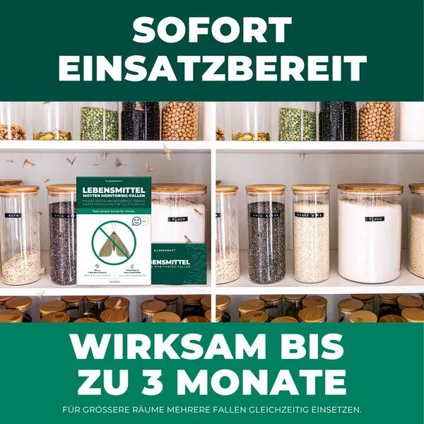 Silberkraft Silberkraft Lebensmittelmottenfallen, Pheromon-Leimfallen zur Befallsüberwachung von Lebensmittelmotten in Küche & Vorratsräumen inkl. E-Book – Produktbild 4 von 4