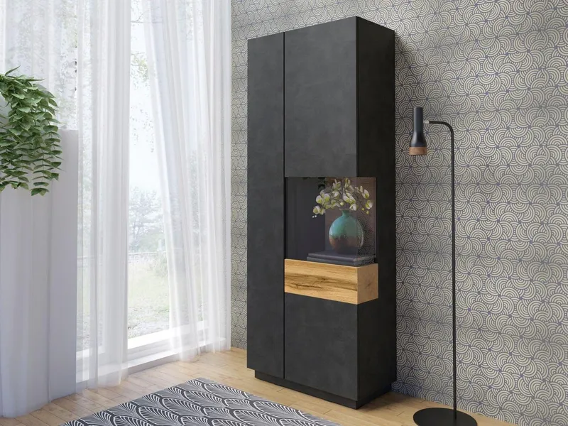 OTTO home Vitrine SILKE Höhe 207 cm, Grau, – Produktbild 7 von 8