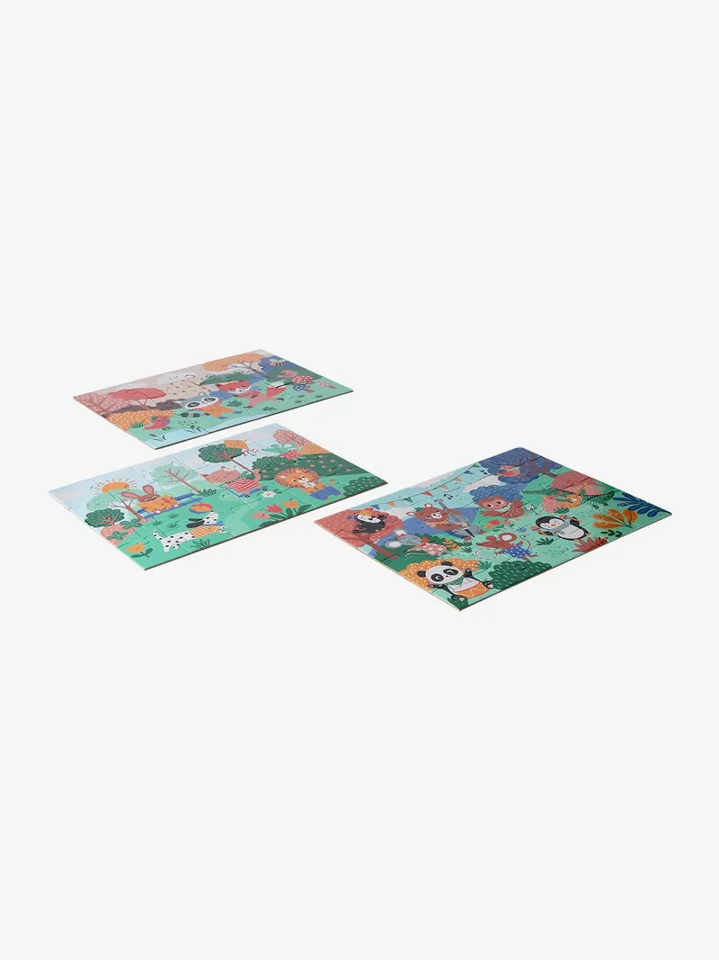 Vertbaudet 3er-Set Kinder Puzzles HAPPY ANIMALS, Mehrfarbig, – Produktbild 3 von 4