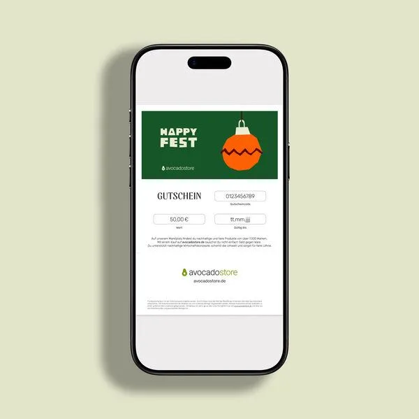 Avocado Store Avocado Store Wunschbetrag Gutschein ab 10€ Happy Fest Christbaumkugel – Produktbild 3 von 3