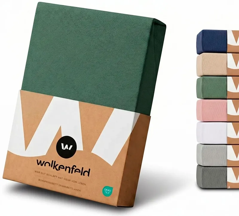 Wolkenfeld Spannbettlaken 100% Baumwolle - Superweiches Bettlaken für Matratzen von 5 bis 20cm, Jersey, Gummizug: rundum, (1 Stück), Rutschfest & Blickdicht - 90x200, 140x200, 160x200, 180x200 200x200, Grün, – Produktbild 2 von 5