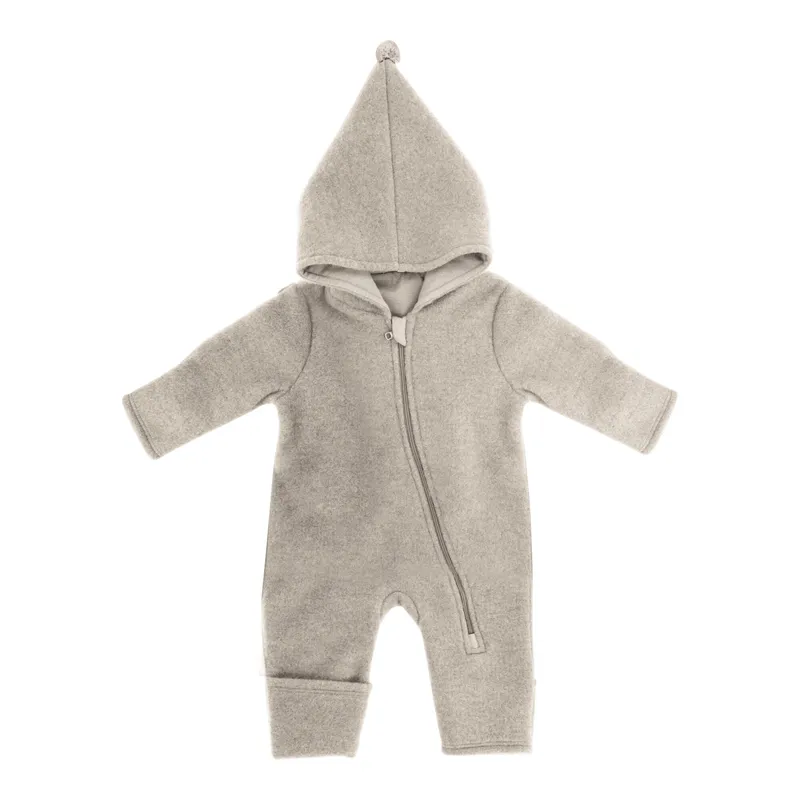 Maximo Maximo Wollfleece-Overall mit Kapuze und Klappfuß, Beige, – Produktbild 1 von 1