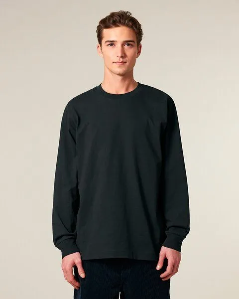 YTWOO YTWOO Schweres Unisex Basic Langarmshirt aus 100% Biobaumwolle, Cremeweiß meliert, – Produktbild 3 von 3