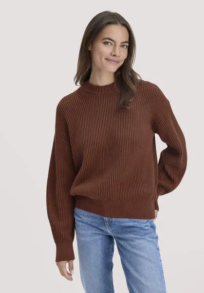 hessnatur hessnatur Strick Pullover Relaxed aus reiner Bio-Baumwolle, Dunkles rost, – Produktbild 1 von 4