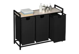 AMHANCIBLE Wäschekorb mit 3 Fächern & oberem Regal, Ausziehbar 3 x 38 Liter (1 St), Maße 92×30×72 cm – Produktbild 1 von 1