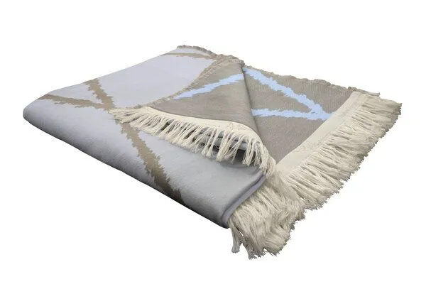 Nature by Adam Nature by Adam Wohndecke aus 100% Bio-Baumwolle - Made in Germany - Casket Valdelana, Beige-weiß, – Produktbild 2 von 2