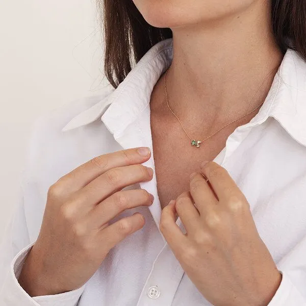 Eppi Eppi Cluster Halskette mit grünem Diamanten und Edelsteinen Millie, Rosa, – Produktbild 4 von 4