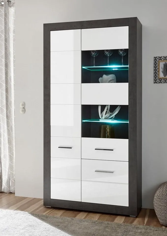 Home affaire Vitrine Etero Höhe 198 cm, Grau, – Produktbild 1 von 5