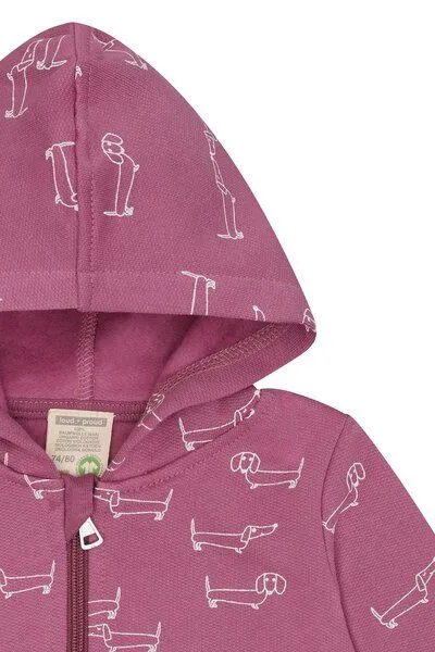 loud + proud loud + proud Babys & Kinder Sweatjacke mit Kapuze, GOTS-zertifiziert, Grape(rosa), – Produktbild 3 von 3