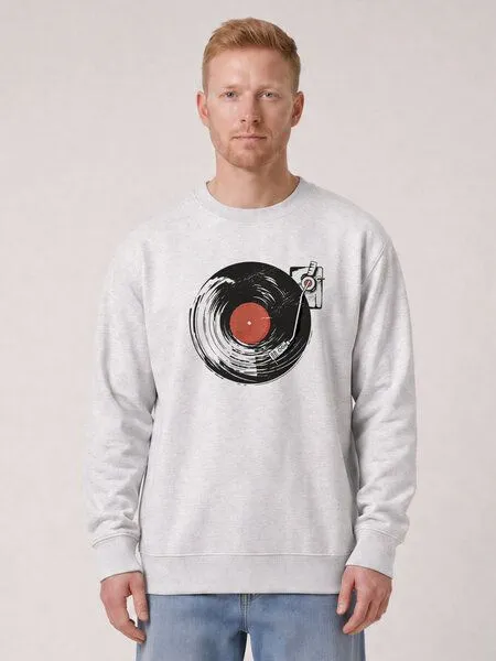 watapparel watapparel Sweatshirt Unisex Schallplatte, Cool heather grey, – Produktbild 2 von 2