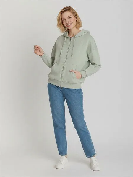 GreenBomb GREENBOMB Basic Vale - Lässige Sweatjacke aus Bio-Baumwolle / GOTS / Fair & Vegan, Grün (gedämpfte minze), – Produktbild 3 von 4