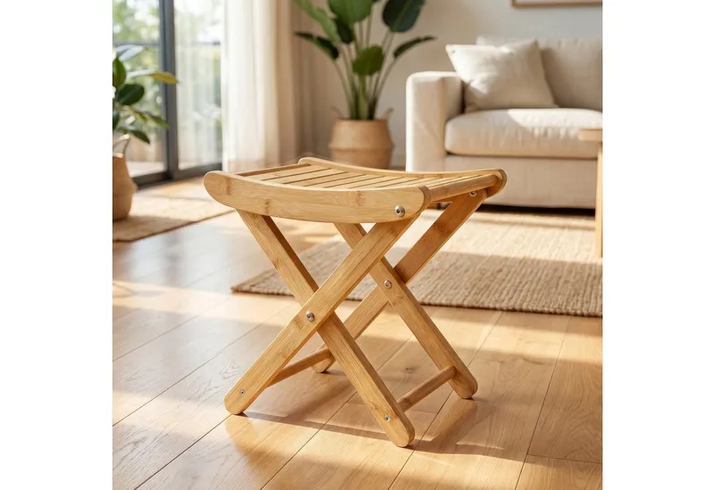 Youyijia Duschhocker Bambus Duschhocker faltbar, Klapphocker für Badezimmer – Produktbild 2 von 5
