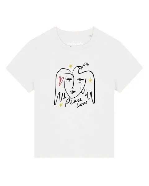 watapparel watapparel T-Shirt Frauen Peace Love, Off white, – Produktbild 1 von 2