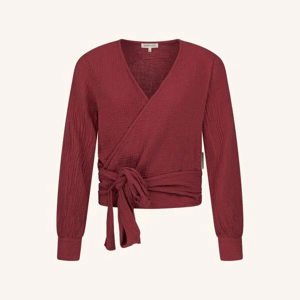 NORDLICHT NORDLICHT Musselin Wickelbluse Freda aus 100% Bio-Baumwolle, Rot, – Produktbild 2 von 4