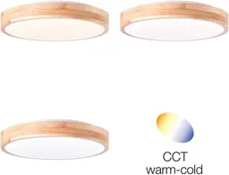 Brilliant Brilliant LED Deckenleuchte Slimline, LED fest integriert, Ø 34 cm, CCT, 1300 lm, Metall/Holz/Kunststoff, holz hell/weiß – Produktbild 1 von 1