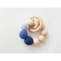 NoniKids Berlin NoniKids Berlin Greifling Beißring Holz *Ringe* | Bio Baumwolle, Blau, – Produktbild 1 von 1