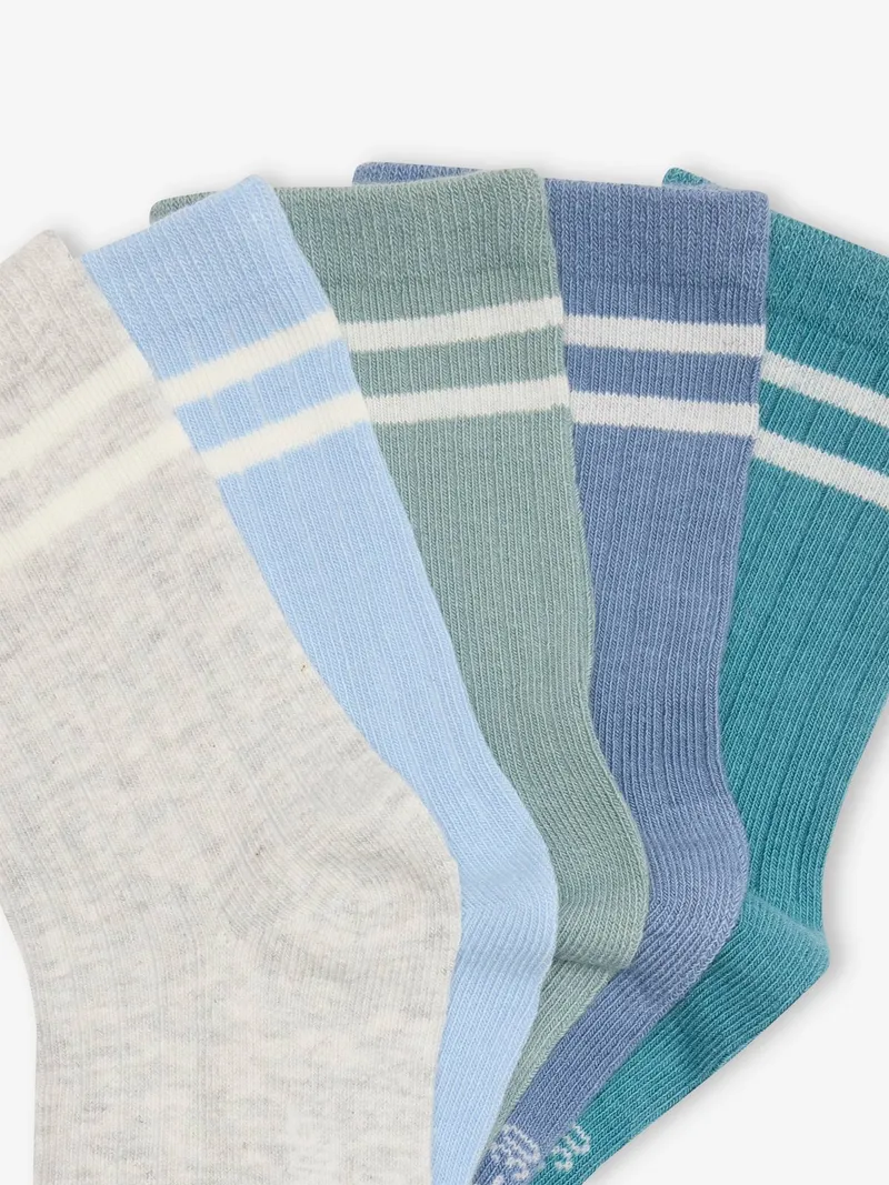 Vertbaudet 5er-Pack Kinder Socken Doppelstreifen BASIC, Himmelblau, – Produktbild 2 von 2